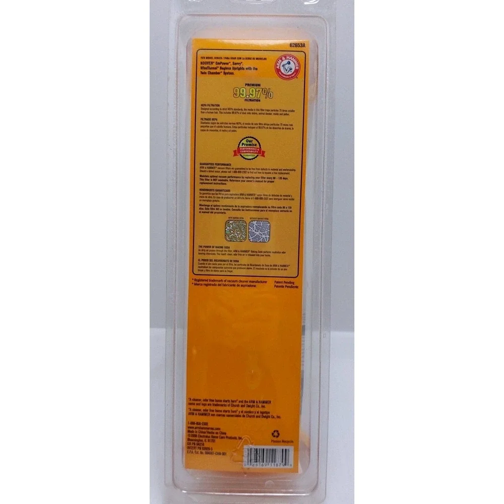Arm‎ & Hammer Hoover Twin Chamber HEPA Odor Eliminating Vacuum Filter 62653A